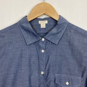 J.Crew M Chambray Tunic Button-up Rolled-up Sleeves Blue